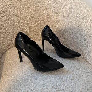Black Patent Leather Pointed Toe Stiletto Pumps